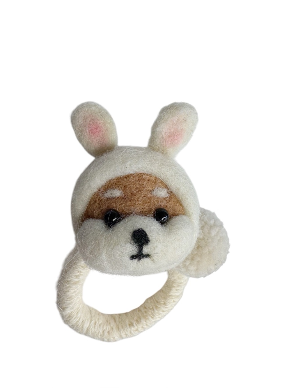 Needle-felted Shiba inu Hair Tie
